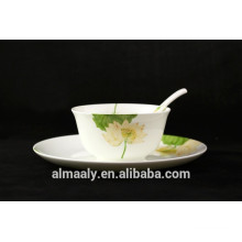 porcelain bowl set,fine porcelain bowl with plate,white ceramic bowl